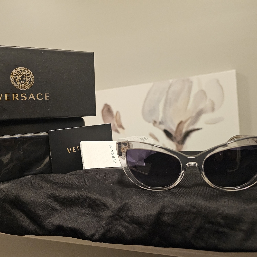 Transparent Grey Authentic Versace Sunglasses